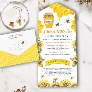 Rustic Sunflowers Sweet Honey Bee Baby Shower All In One Invitation