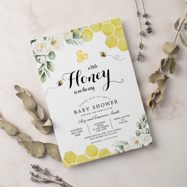 Rustic Sunflowers Sweet Honey Bee Baby Shower Invitation (Creator Uploaded)