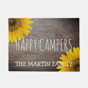 Rustic Sunflowers Weathered Wood   Happy Campers Doormat