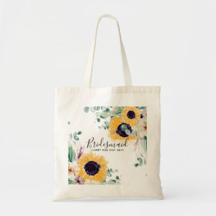 Rustic Sunflowers Wedding Bridal Party Bridesmaid Tote Bag