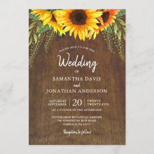 Rustic Sunflowers   Wedding Invitation