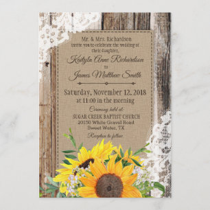 Rustic Sunflowers Wedding Invitation