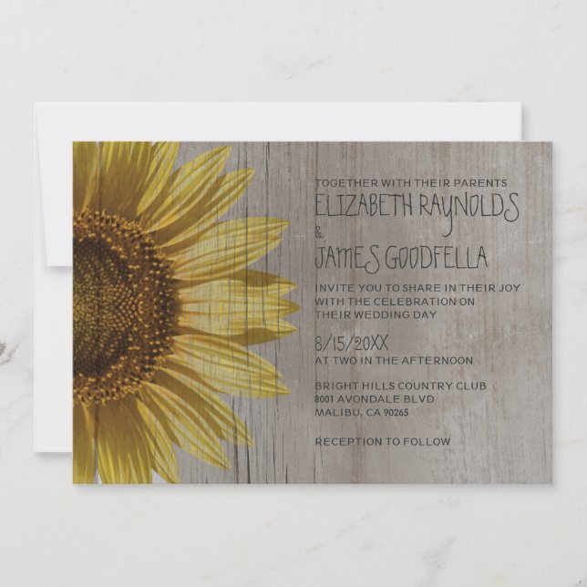 Rustic Sunflowers Wedding Invitations (Front)
