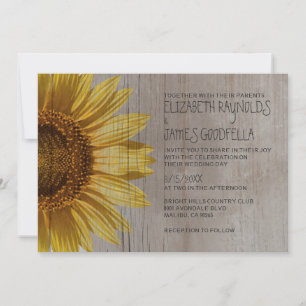 Rustic Sunflowers Wedding Invitations