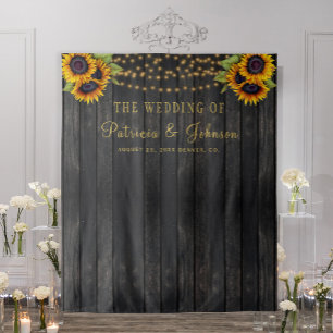 Rustic sunflowers wedding photo booth backdrop tapestry
