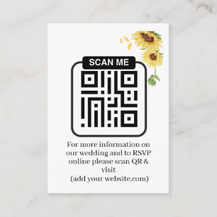 Rustic Sunflowers Wedding QR Code RSVP Enclosure Card