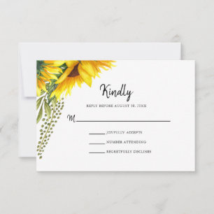 Rustic Sunflowers   Wedding RSVP Card