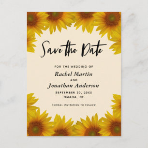 Rustic Sunflowers Wedding Save the Date Postcard
