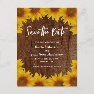 Rustic Sunflowers   Wedding Save the Date Postcard