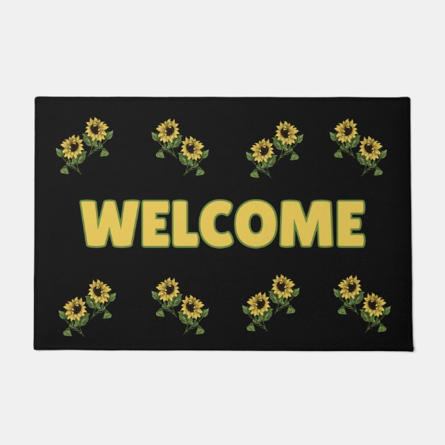 Rustic Sunflowers Welcome by mcful  Doormat (Front)