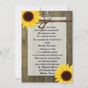 Rustic Sunflowers Western Country Wedding Invite