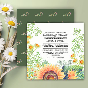 Rustic Sunflowers Wildflowers Wedding Invitation