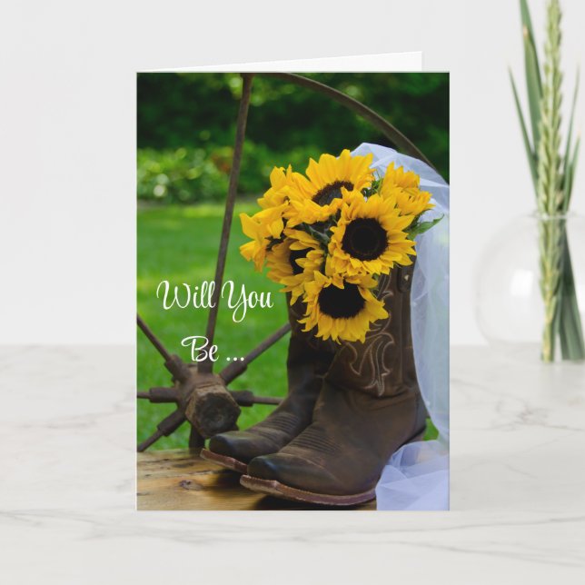 Rustic Sunflowers Will You Be My Bridesmaid Invitation (Front)
