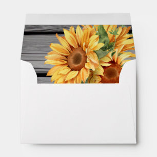 Rustic Sunflowers Wood Background Script Wedding E Envelope