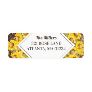 Rustic Sunflowers & Wood Texture Return Address