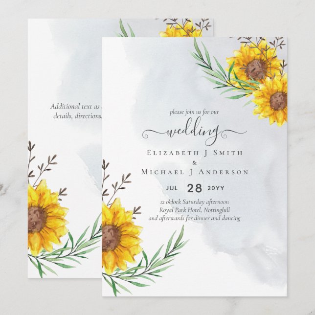 Rustic Sunflowers Woodland Barn Budget Wedding (Front/Back)
