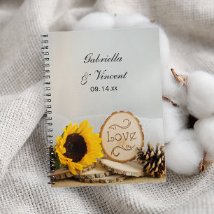 Rustic Sunflowers Woodland Wedding Notebook