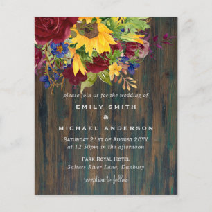 Rustic Sunflowers Yellow Burgundy Floral Wedding