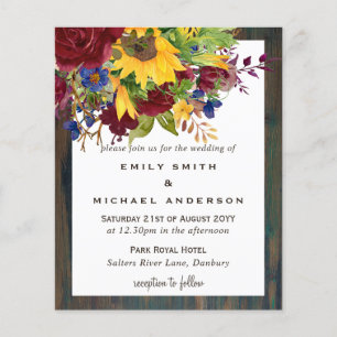 Rustic Sunflowers Yellow Burgundy Floral Wedding