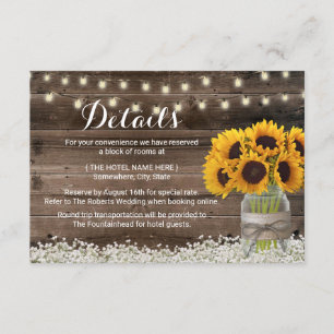 Rustic Sunfowers Wedding Details Accommodation Invitation