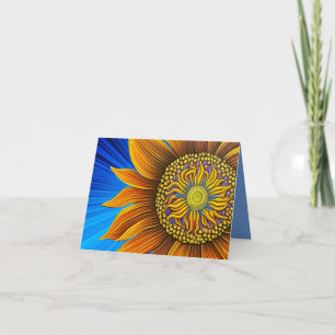 Rustic Sunny Sunflower on Blue Card