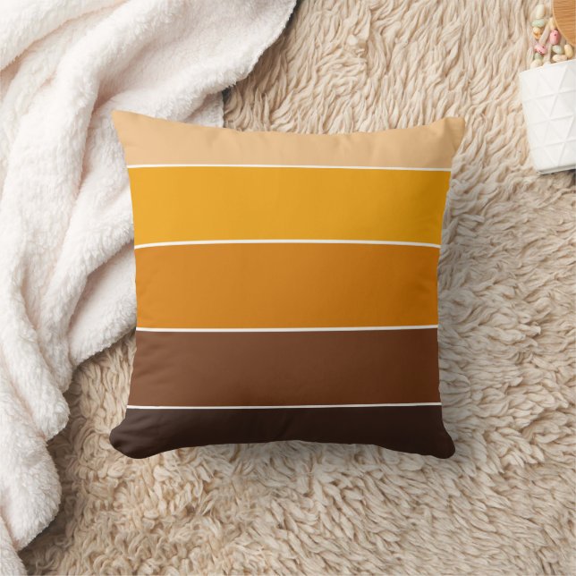 Rustic Sunny Yellow Brown Stripe Pattern Fall Cushion (Blanket)