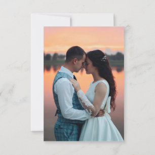 Rustic Sunset Budget Minimalist 2 Photo Wedding  Invitation