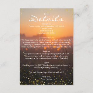 Rustic Sunset Nature Fireflies Wedding Details Enclosure Card