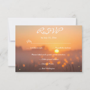 Rustic Sunset Nature Fireflies Wedding Meal Choice RSVP Card