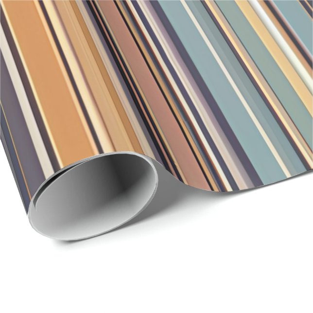 Rustic Sunset Stripes Gift Wrap – Warm Midcentury  (Roll Corner)