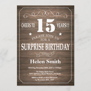 Rustic Surprise 15th Birthday Invitation