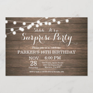 Rustic Surprise 16th Birthday Invitation Wood