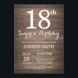 Rustic Surprise 18th Birthday Invitation<br><div class="desc">Rustic Surprise 18th Birthday Invitation. Rustic Wood Background. Vintage Retro Birthday. Adult Birthday. Men or Women Bday Invite. 13th 15th 16th 18th 20th 21st 30th 40th 50th 60th 70th 80th 90th 100th, Any age. For further customisation, please click the "Customise it" button and use our design tool to modify this...</div>