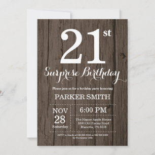 Rustic Surprise 21st Birthday Invitation