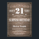 Rustic Surprise 21st Birthday Invitation<br><div class="desc">Rustic Surprise 21st Birthday Invitation with Rustic Wood Background. Vintage Retro. Adult Birthday. Male Men or Women Birthday. Kids Boy or Girl Lady Teen Teenage Bday Invite. 13th 15th 16th 18th 20th 21st 30th 40th 50th 60th 70th 80th 90th 100th. Any Age. For further customisation, please click the "Customise it"...</div>