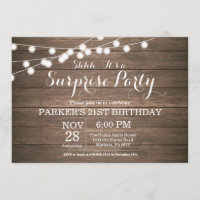 Rustic Surprise 21st Birthday Invitation Wood