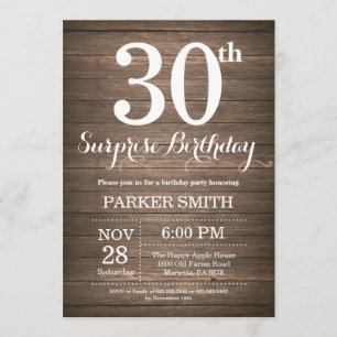 Rustic Surprise 30th Birthday Invitation