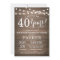 Rustic Surprise 40th Birthday Invitation Wood