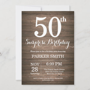 Rustic Surprise 50th Birthday Invitation
