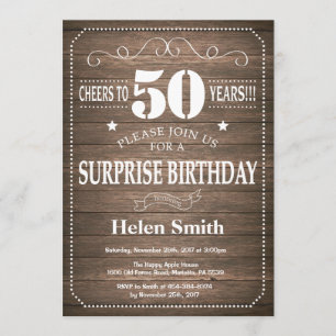 Rustic Surprise 50th Birthday Invitation