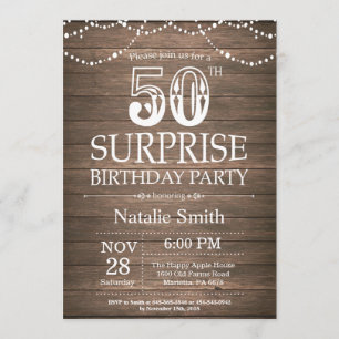 Rustic Surprise 50th Birthday Invitation