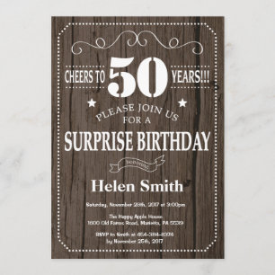 Rustic Surprise 50th Birthday Invitation