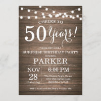 Rustic Surprise 50th Birthday Invitation Wood