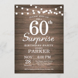 Rustic Surprise 60th Birthday Invitation Wood