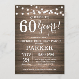 Rustic Surprise 60th Birthday Invitation Wood