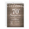 Rustic Surprise 70th Birthday Invitation Wood