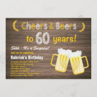 Rustic Surprise Cheers and Beers 60th Birthday