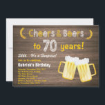 Rustic Surprise Cheers and Beers 70th Birthday Invitation<br><div class="desc">Rustic Surprise Cheers and Beers 70th Birthday Invitation. Adult Birthday. Beer Birthday for men. Chalkboard Black and White Background. For further customisation,  please click the "Customise it" button and use our design tool to modify this template.</div>