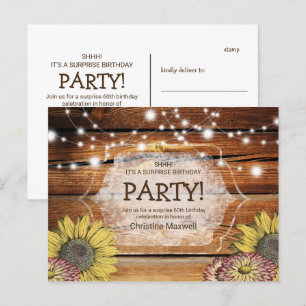 Rustic Surprise Sunflower 60th Birthday Postcard