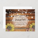 Rustic Surprise Sunflower 70th Birthday Postcard<br><div class="desc">This easy postcard is the way to go! Just fill in your information on the front and back,  and you are done! This design features a rustic wood background,  vintage drawn sunflowers,  string lights and custom typography.</div>